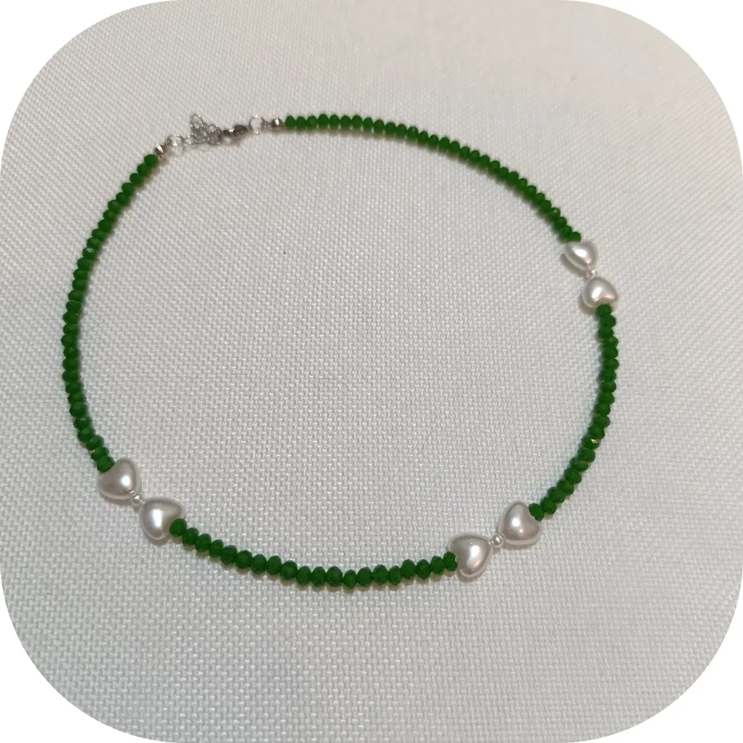 گردنبند کریستالی با مروارید طرح پاپیون