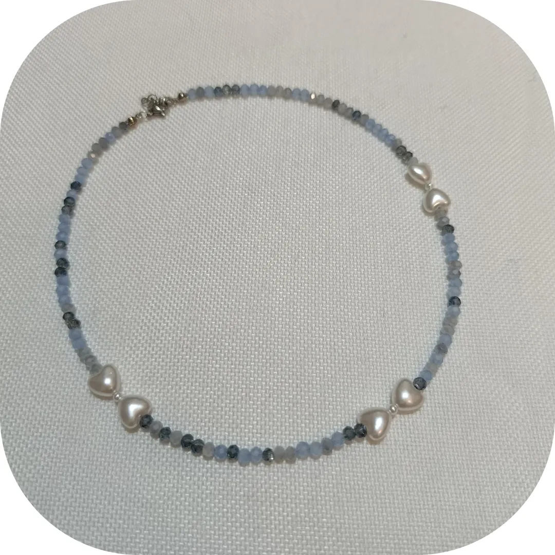 گردنبند و دستبند کریستال و مروارید